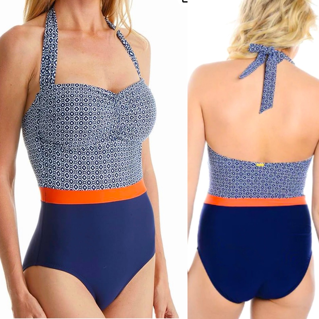 Helen Jon Women's White Sands Del Rey One Piece Swimsuit| Sz Small